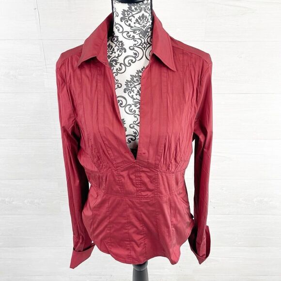 Karen Millen Exaggerated V-Neck Smocked Popover Top - Picture 1 of 8